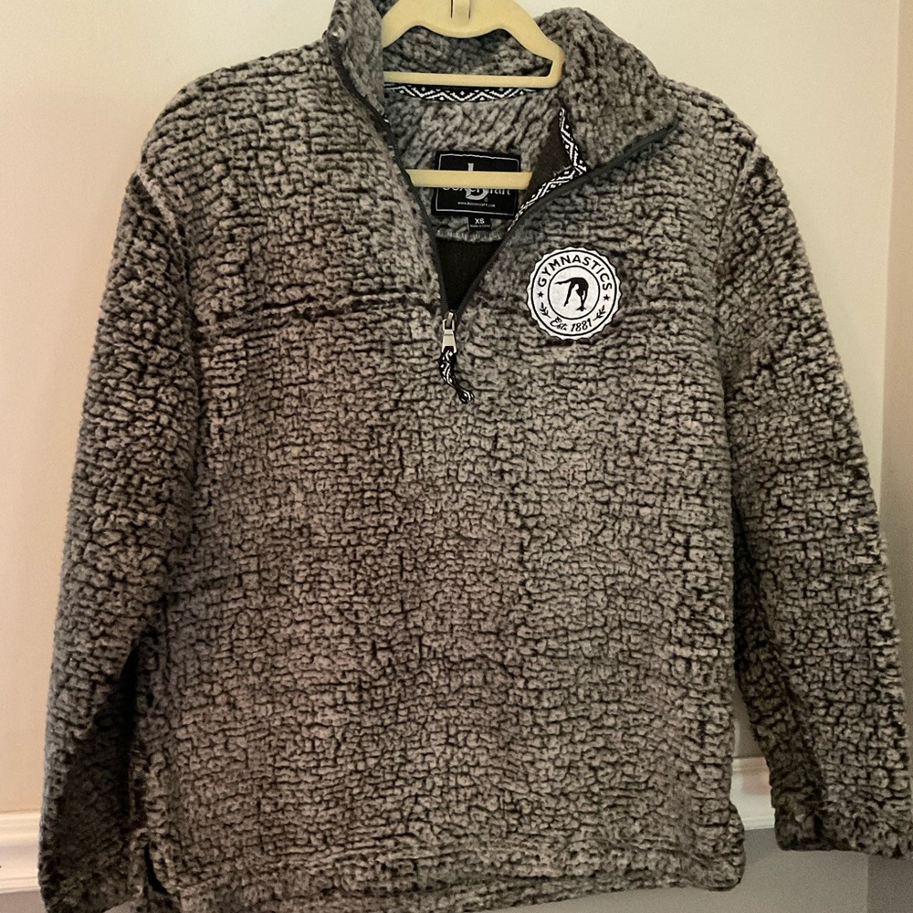 Gray Sherpa Quarter-Zip Gymnastics Sweater